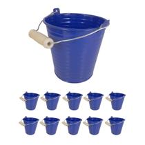 Kit 10 Mini Balde Cachepot metal decoração festa Azul Esc