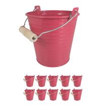 Kit 10 Mini Balde Cachepot metal decoração festa Rosa Esc