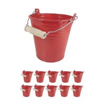 Kit 10 Mini Balde Cachepot metal decoração festa Vermelho