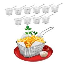 Kit 10 Mini Cesta Cesto Para Servir Petisco Fritas Porções Fritura Batata Salgados