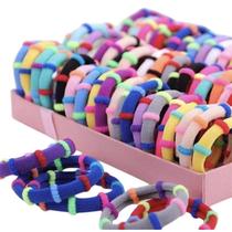 Kit 10 Mini Elástico de Cabelo Colorido Listrado