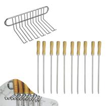 Kit 10 Mini Espeto Espetinho Inox Suporte Churrasco Parede - AMZ