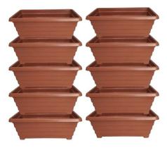 Kit 10 Mini Floreira Jardineiras 20 Centímetros Para Plantas E Flores Terracota