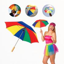 Kit 10 Mini Guarda Chuva Coloridos 25cm Frevo Festa Decoração Carnaval