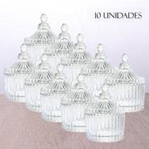 Kit 10 mini potiche de vidro 9cm com tampa bomboniere decorativa lembrancinha vela porta joia - UNIK