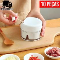 Kit 10 Mini Processador Triturador de Alimentos Manual para Alho Cebola Legumes com Lâminas em Aço P Kit 10 Mini Processador Triturador de Alimentos Manual para Alho Cebola Legumes com Lâminas em Aço P