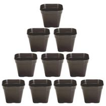 Kit 10 Mini Vaso Suculenta QUADRADO Preto 170ml Mini Vasinho Plástico Cultivo Mini Cacto Decoração