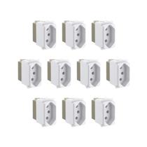 Kit 10 Mód Tomada 2P+T 10A Branco Borne Parafuso Zeffia Pial