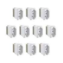 Kit 10 Mód Tomada 2P+T 20A Branco Borne Parafuso Zeffia Pial