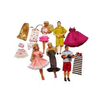 Kit 10 Modelinhos de roupinhas-Sendo 8 para a Barbie e 2 para o Ken,4 pares sapato Barbie 1 Calcinha