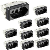 Kit 10 Módulo Tomada 10a/250v- Tramontina Liz Grafite Kit 10 Módulo Tomada 10a/250v- Tramontina Liz Grafite