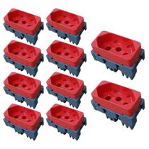 Kit 10 modulo tomada padrao brasileiro 2p t 20a-250v vermelho b3 margirus