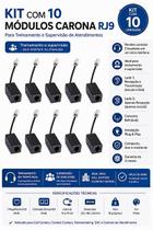 Kit 10 Módulos Carona RJ9 para Headset Telemarketing Treinamento Call Center Supervisão