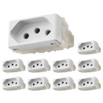 Kit 10 Módulos de Tomada 2p+T 20a/250v Branco Tramontina Kit 10 Módulos de Tomada 2p+T 20a/250v Branco Tramontina