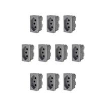 Kit 10 Modulos Tomada 20A Cinza Borne 615060CZ+ Pial Plus+