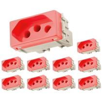 Kit 10 Módulos Tomada 2p+t 20a/250v Liz Vermelha Tramontina Cor:Vermelho