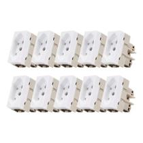 Kit 10 Módulos Tomada 2P+T 20A 250V Sleek Margirius 16048 Kit 10 Módulos Tomada 2P+T 20A 250V Sleek Margirius 16048