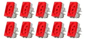 Kit 10 Módulos Tomada 2P+T 20A 250V Vermelha Sleek Margirius 15918