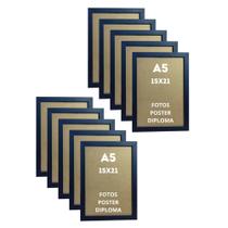 Kit 10 Molduras 15x21 Porta Retrato A5 com Vidro para Fotos