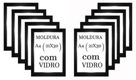 Kit 10 Molduras A4 Certificado/ Diploma Com Vidro Cor Preta Kit 10 Molduras A4 Certificado/ Diploma Com Vidro Cor Preta