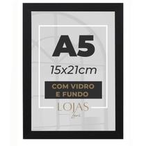 Kit 10 Molduras A5 15x21cm Com Vidro Fotografia Poster Imagem - Preto Kit 10 Molduras A5 15x21cm Com Vidro Fotografia Poster Imagem - Preto
