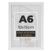 Kit 10 Molduras A6 10x15cm Com Acetato Fundo Liso Quadros Fotos Poster - Branco