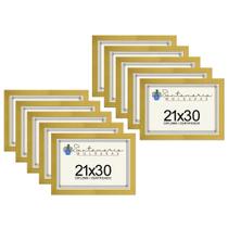 Kit 10 Molduras Porta Diploma Certificado A4 21x30 Amarelo
