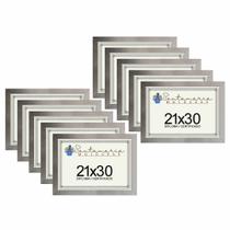 Kit 10 Molduras Porta Diploma Certificado A4 21x30 Prateado