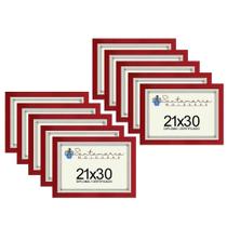 Kit 10 Molduras Porta Diploma Certificado A4 21x30 Vermelho