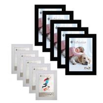 Kit 10 Molduras Porta Retrato 5 10x15 Branco 5 15x21 Preto