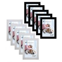 Kit 10 Molduras Porta Retrato 5 15x21 Branco 5 15x21 Preto