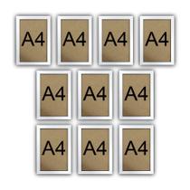 Kit 10 Molduras Quadro Certificado Diploma A4 Com Fundo MDF