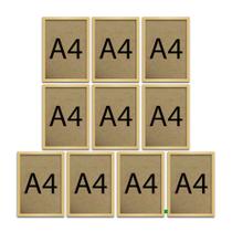 Kit 10 Molduras Quadro Certificado Diploma A4 Com Fundo MDF