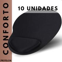 Kit 10 Mouse Pad Gamer Ergonomico Preto Com Apoio de Pulso Confortavel Para Escritorio Home Office Gamer - Proteloja