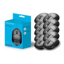 Kit 10 Mouse Para Pc Notebook Óptico Usb 1200dpi Multilaser Preto Atacado Caixa Revenda
