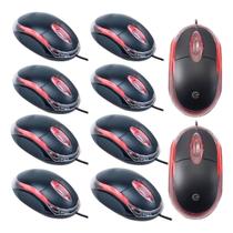 Kit 10 Mouse USB Com Fio LED 1000DPI Exbom Preto Para Computador Notebook Kit 10 Mouse USB Com Fio LED 1000DPI Exbom Preto Para Computador Notebook