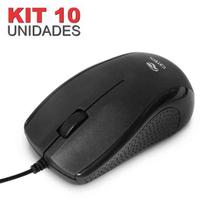 Kit 10 Mouse USB MS-26BK Preto Cabo Extenso 2M C3 TECH