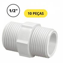 Kit 10 nipel pvc roscavel branco 1/2 polegada krona 0287