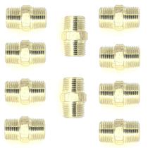 Kit 10 Niple União 3/8x 3/8 Npt Macho Rosca Cônica Latão
