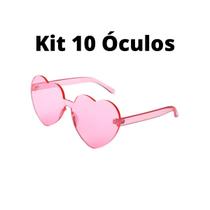 Kit 10 Óculos De Coração Lolita Adulto Transparente Rosa