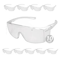 KIT 10 Óculos De Proteção Segurança Incolor Transparente