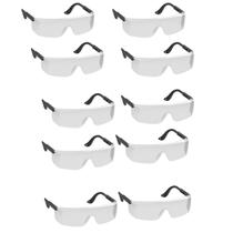 Kit 10 Óculos de Segurança Transparente EPI Haste Ajustável
