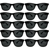 Kit 10 Óculos de Sol Lente Escuro Preto Para Evento Festa Baladas Casamento Formatura Raves