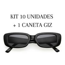 Kit 10 Óculos De Sol Retrô Formatura Preto + Caneta Giz Liq