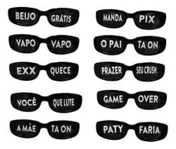 Kit 10 Oculos Frases Divertidas Vintage Preto Festa