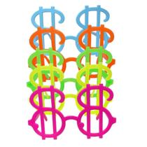 Kit 10 Oculos Neon Cifrão Para Festa Na Luz Negra Brilha Kit 10 Oculos Neon Cifrão Para Festa Na Luz Negra Brilha