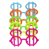 Kit 10 Oculos Neon Cifrão Para Festa Na Luz Negra Brilha Kit 10 Oculos Neon Cifrão Para Festa Na Luz Negra Brilha