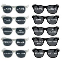 Kit 10 Óculos Personalizado Casamento Festa Branco E Preto