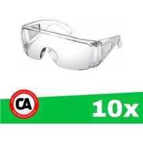 Kit 10 Óculos Proteção Segurança Sobrepor Anti Risco Epi