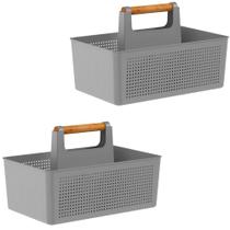 Kit 10 Organizador Com Divisórias 21,5 x 34,6 x 22,4cm Cinza